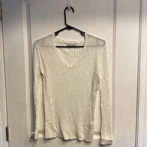 White sweater deep v-neck size medium women